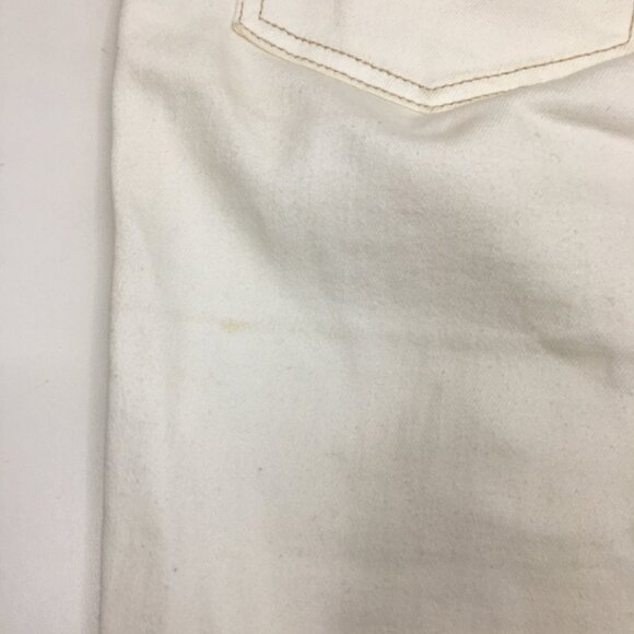 FREE PEOPLE Ivory Distressed Raw Step Hem 5 Pocket Logo Hardware Skinny Jeans - Picture 12 of 15